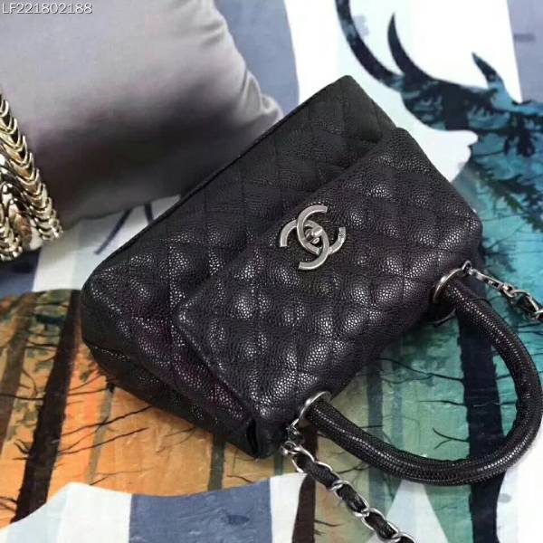 chanel coco mini top lizard handle caviar leather shoulder bag black