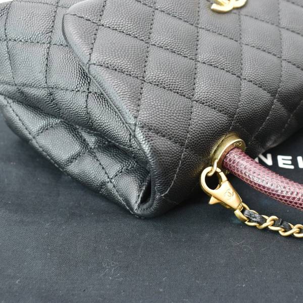 chanel coco mini top lizard handle caviar leather shoulder bag black