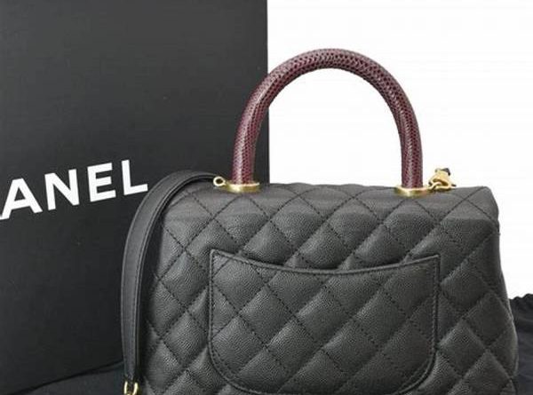 chanel coco mini top lizard handle caviar leather shoulder bag black