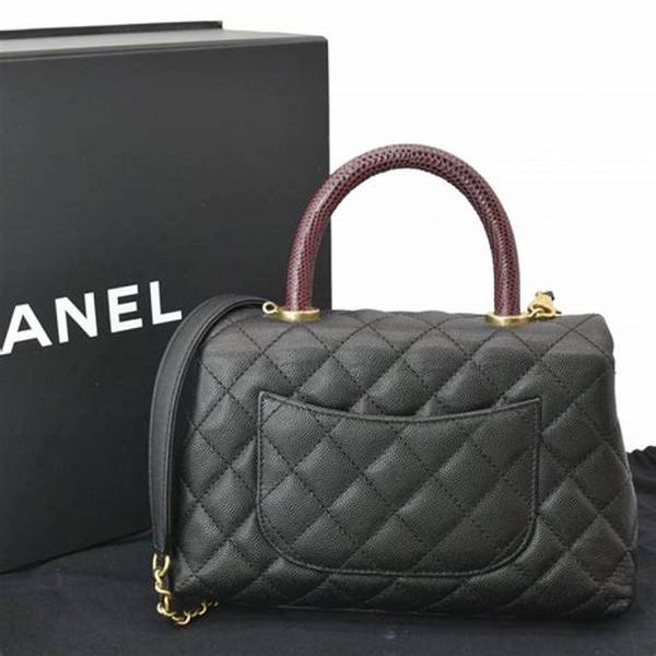 chanel coco mini top lizard handle caviar leather shoulder bag black