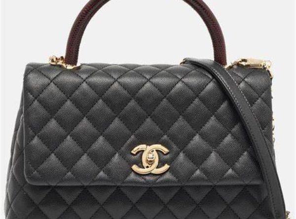 chanel coco mini top lizard handle caviar leather shoulder bag black